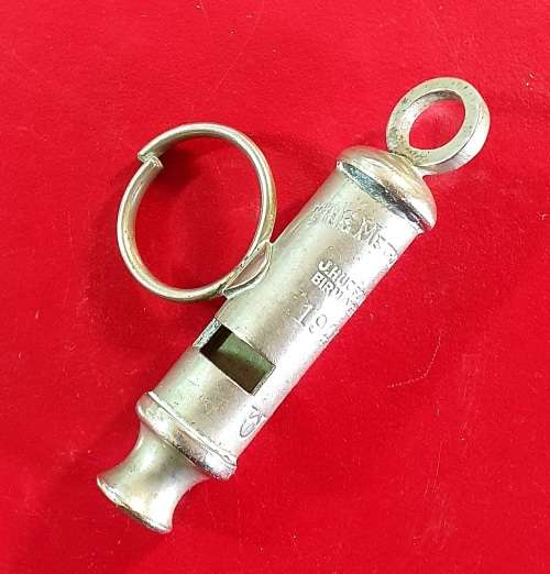 WW11 WAR WHISTLE. 1940. THE METROPOLITAN. J. HUDSON AND CO.BIRMINGHAM.