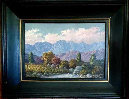 1939 VICTOR VISSER OIL PAINTING ON CANVAS WITH ORNATE FRAME. RIVIER SONDER END.