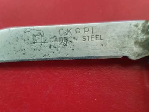 VINTAGE OKAPI FOLDING KNIFE. CARBON STEEL. 21 CM LONG