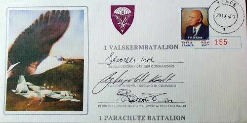 1 VALSKERMBATALJON. LIMITED SILVER EDITION (B). 1989. WITH ORIGINAL COMMANDING OFFICERS SIGNATURES.