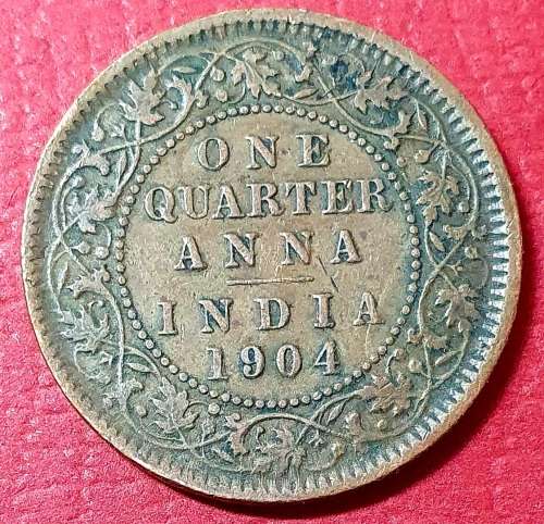 1904 ONE QUARTER ANNA . EDWARD V11 . EXCELLENT COIN !!