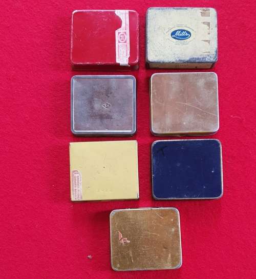 7 X VINTAGE TO ANTIQUE CIGARETTE TIN COLLECTION !! SCARCE FIND !!