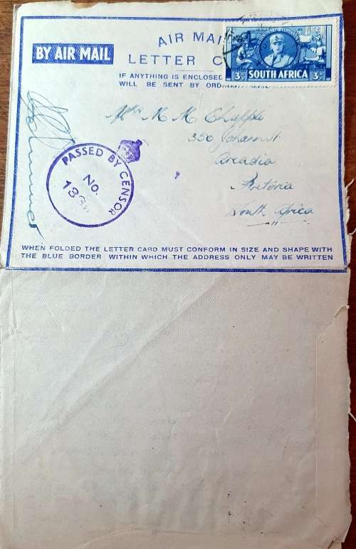 WW11. 1943 PASSED BY CENSOR LETTER. " MY DARLING WIFE.."