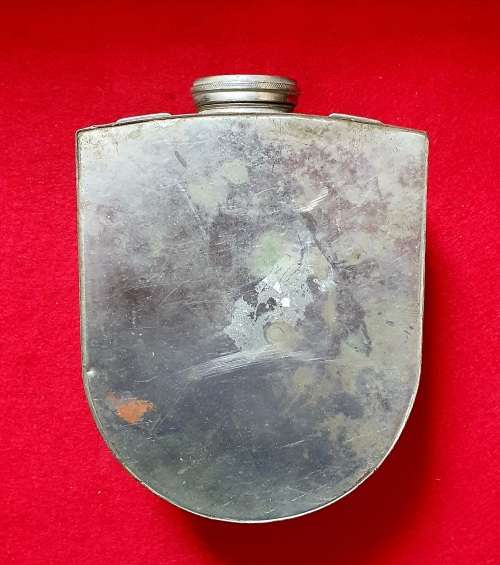 ANTIQUE BACKSTRAP STAINLESS SHEEP DIP CAN. 22CM HIGH X 16CM WIDE. IDEAL FOR MAN CAVE !!