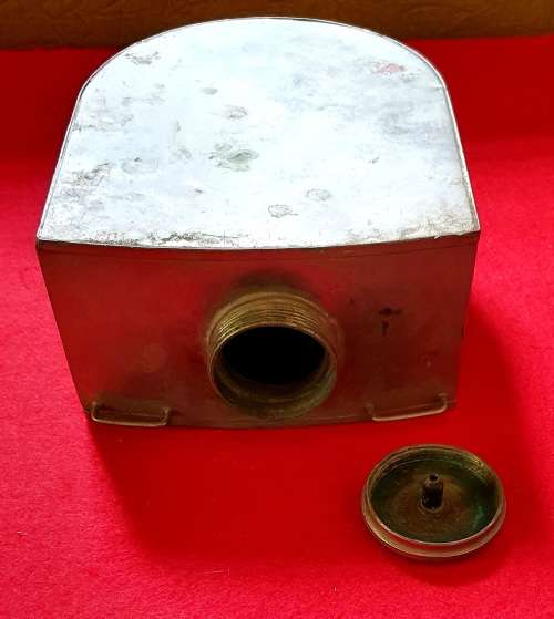 ANTIQUE BACKSTRAP STAINLESS SHEEP DIP CAN. 22CM HIGH X 16CM WIDE. IDEAL FOR MAN CAVE !!