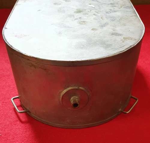 ANTIQUE BACKSTRAP STAINLESS SHEEP DIP CAN. 22CM HIGH X 16CM WIDE. IDEAL FOR MAN CAVE !!