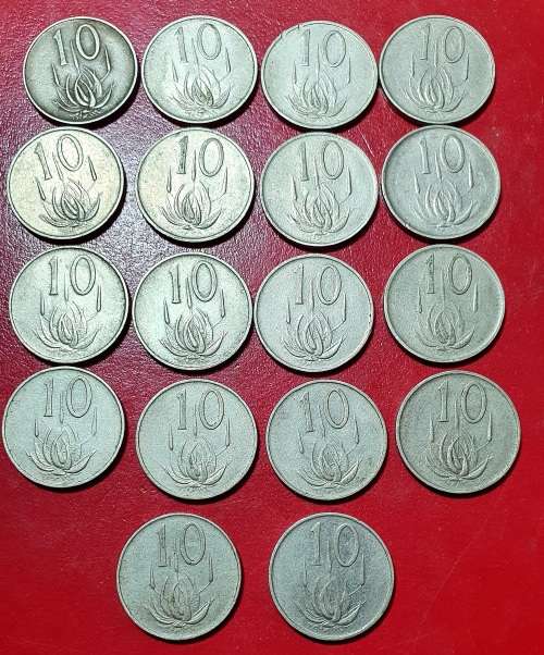 18 X 1965  10 CENT COINS. 9 X ENG / 9  X AFR.  EXCEPTIONAL CONDITION ! ONE BID FOR ALL !!