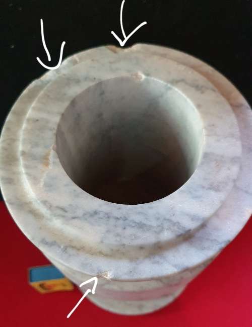 ANTIQUE HUGE 7 KG -  26  CM TALL WHITE MARBLE CHALICE / FLOWER POT/ MORTAR