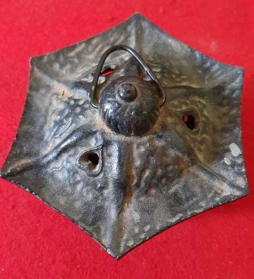 ANTIQUE SOLID CAST IRON HEAVY CANDLE HOLDER  / LANTERN