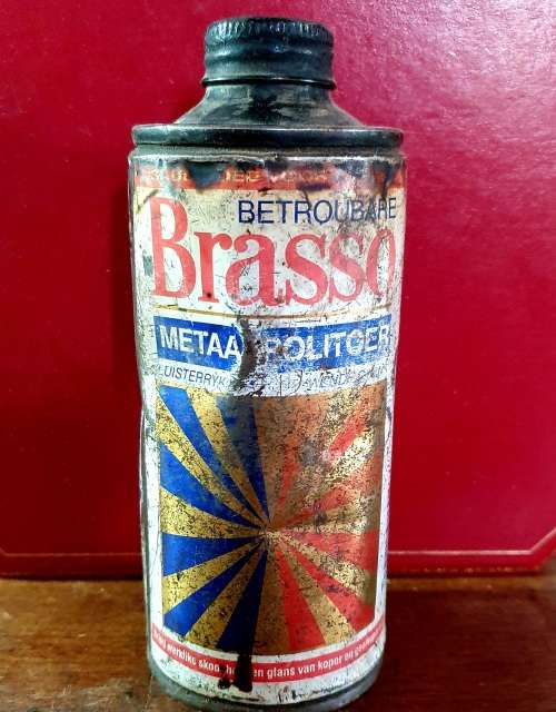 VINTAGE AFRIKAANS BRASSO METAALPOLITOER TIN.