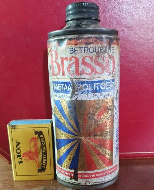 VINTAGE AFRIKAANS BRASSO METAALPOLITOER TIN.