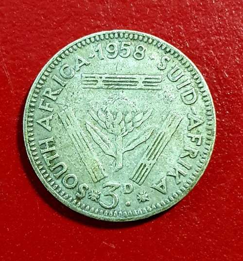 SILVER 1958  3 PENCE  Elizabeth II 1st portrait 1.414 g  EXCELLENT CONDITION !