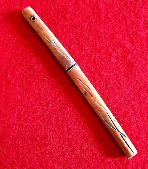 ANTIQUE KATANA SHAPE LETTER OPENER !! CARVED WOOD AND STEEL.
