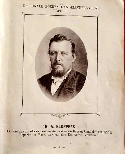 B.A.KLOPPERS . LEADER FIRST BOER WAR 1880 - 1881. PHOTO 1889  . SEE DESCRIPTION. NB.