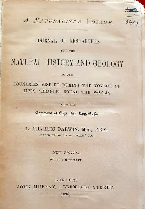 CHARLES DARWIN 1890 NEW EDITION  WITH PORTRAIT .A NATURALIST`S VOYAGE.