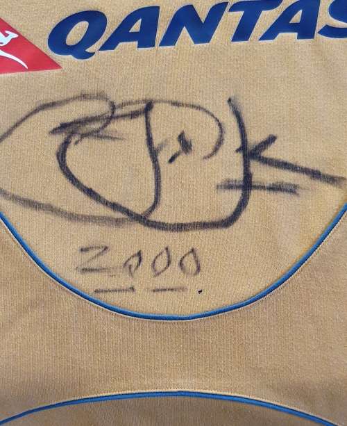 AUTHENTIC WALLABIES TEAM REPLICA JERSEY. SIGNED BY JONAH LOMU. XL. 2000