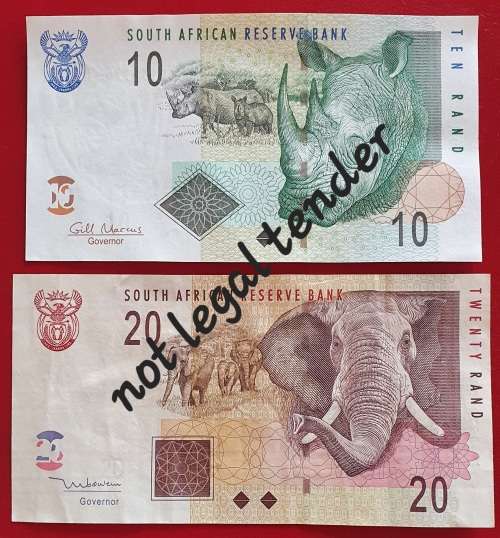 R10 GILL MARCUS and R20 TITO MBOWENI NOTES. UNC