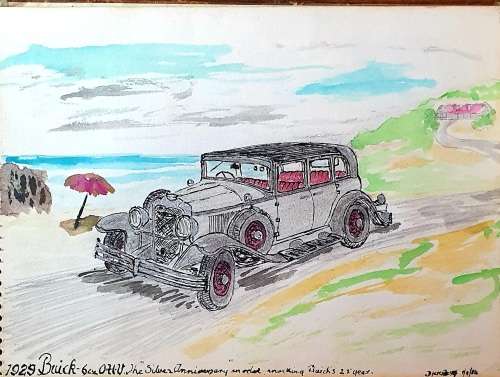 11 X ORIGINAL ANTIQUE VEHICLES WATER COLOUR ON CARTON . 22CM X 16CM EACH. SIGNED. IDEAL FOR FRAMING.