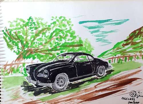 11 X ORIGINAL ANTIQUE VEHICLES WATER COLOUR ON CARTON . 22CM X 16CM EACH. SIGNED. IDEAL FOR FRAMING.