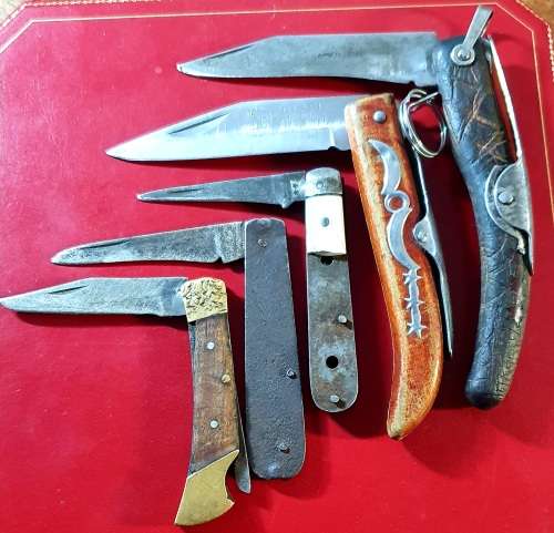 ANTIQUE JOB LOT FOLDING KNIFES AS RESTOURATION JOB.5 X