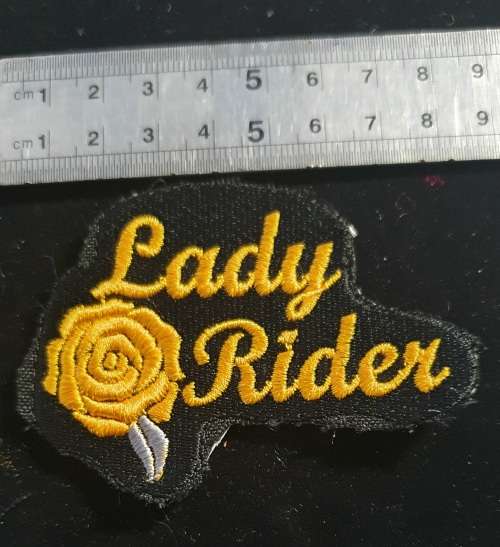 LADY RIDER EMBROIDERED LOGO . EXCEPTIONAL QUALITY . IDEAL FOR JACKETS.