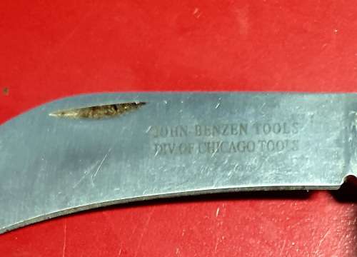 VINTAGE JOHN BENZEN WOODEN HANDLE LOCK BLADE FOLDING KNIFE. 17CM LONG