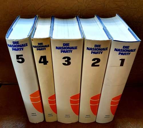 DIE NASIONALE PARTY. DEEL 1 TOT 5 . COMPLETE COLLECTION. BIG FORMAT. UOVS. NEAR MINT.ULTRA SCARCE !!