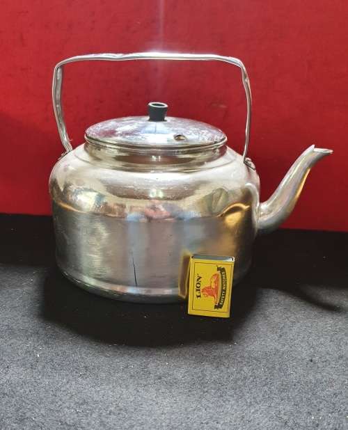 HUGE ANTIQUE 5L STAINLESS COFFEE KETTLE .