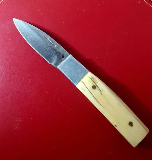 LEATHERMAN CRATER C33 KNIFE FIXED BLADE WITH CUSTOM IVORY HANDLE. 18CM LONG.