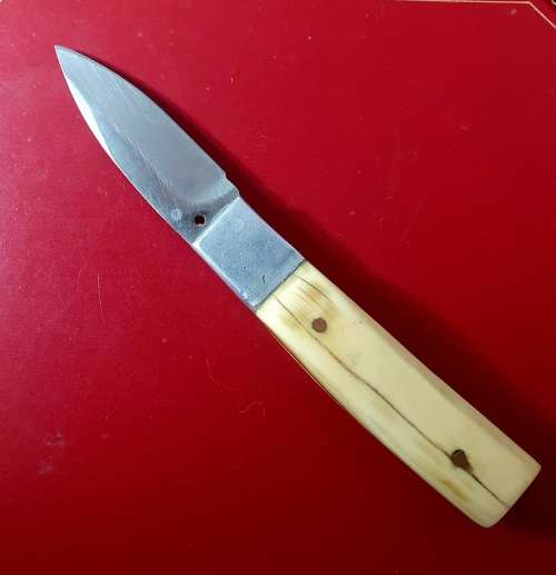 LEATHERMAN CRATER C33 KNIFE FIXED BLADE WITH CUSTOM IVORY HANDLE. 18CM LONG.