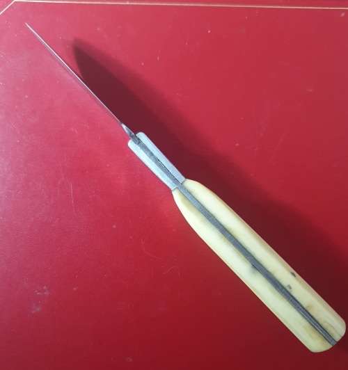 LEATHERMAN CRATER C33 KNIFE FIXED BLADE WITH CUSTOM IVORY HANDLE. 18CM LONG.