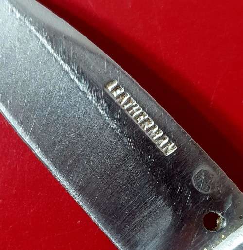LEATHERMAN CRATER C33 KNIFE FIXED BLADE WITH CUSTOM IVORY HANDLE. 18CM LONG.