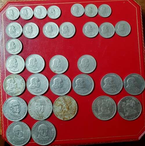 RSA COINS JOBLOT 33X . SEE DESCRIPTION. 5C, 10C, 20C, 50C & R1.
