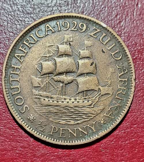 1929 UNION HALF PENNY . EXCEPTIONAL CONDITION !