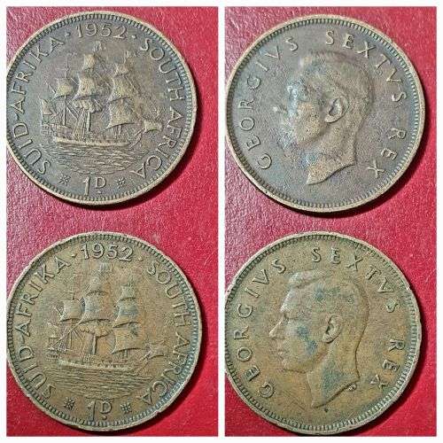 2 X UNION 1952 PENNY.  EXCEPTIONAL CONDITION !