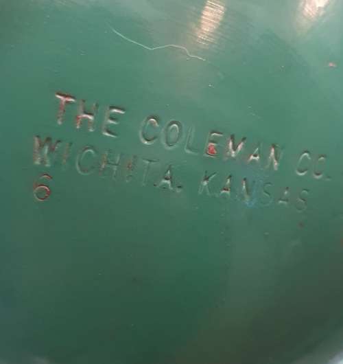 VINTAGE COLEMAN 201 KEROSENE LANTERN. ORIGINAL GLASS. WICHITA KANSAS.