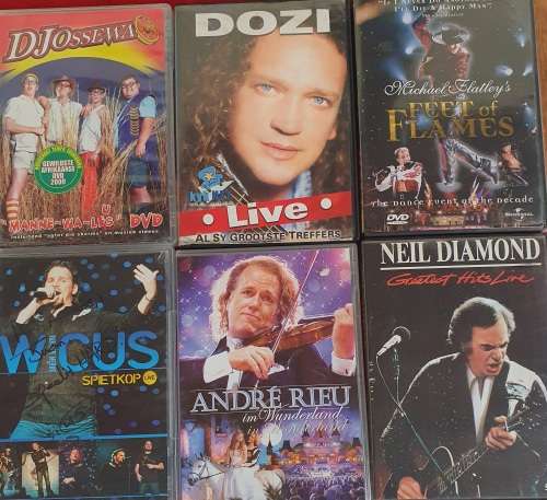 6 X MIXED MUSIC DVDs . ONE BID FOR ALL.