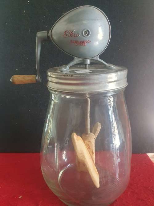 ANTIQUE HUGE BUTTER CHURN. BLOW. BRITISH. 35CM HIGH.