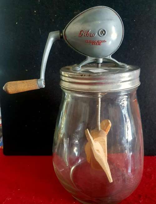 ANTIQUE HUGE BUTTER CHURN. BLOW. BRITISH. 35CM HIGH.