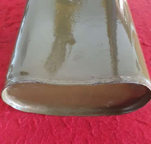 WW2 BRITISH MKVII ENAMEL WATER BOTTLE . ORIG. CORK . LEATHER STRAPS.