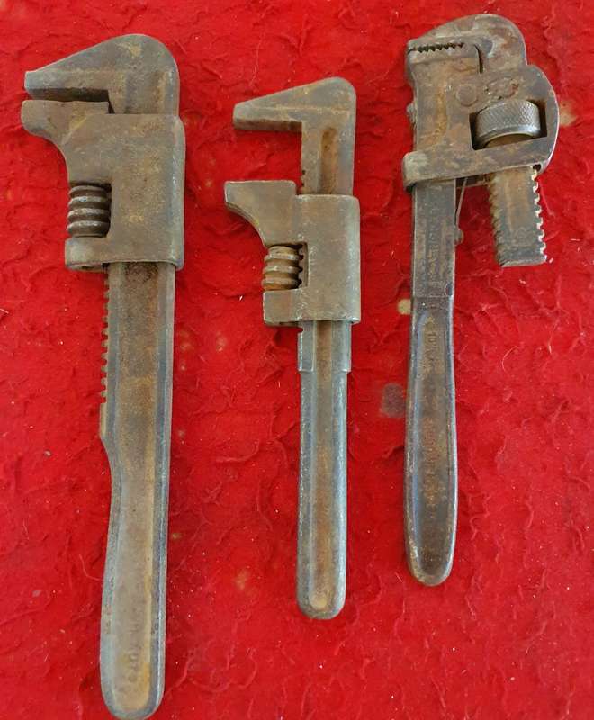 3 X ANTIQUE MONKEY WRENCHES