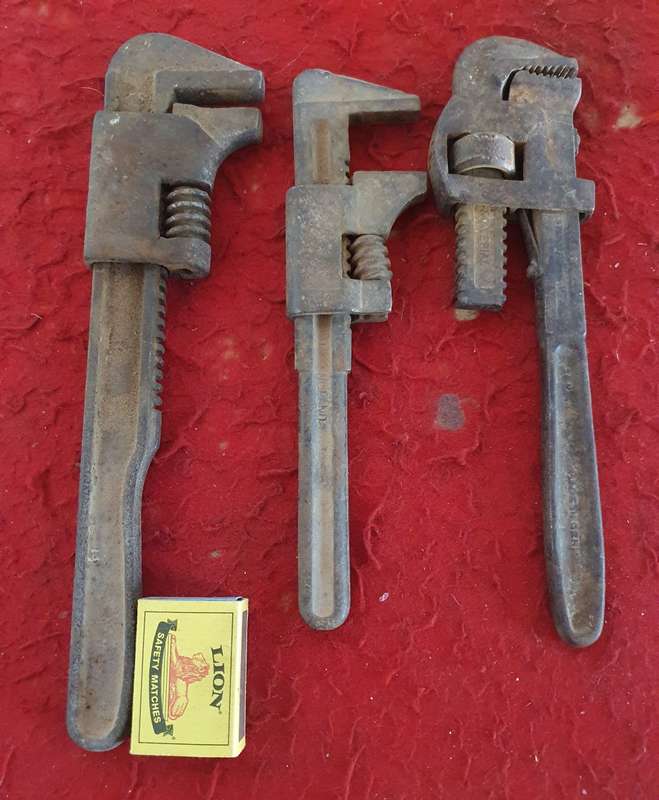 3 X ANTIQUE MONKEY WRENCHES