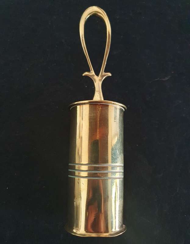 BIG BRASS BELL MADE FROM CANON SHELL. TRENCH ART.