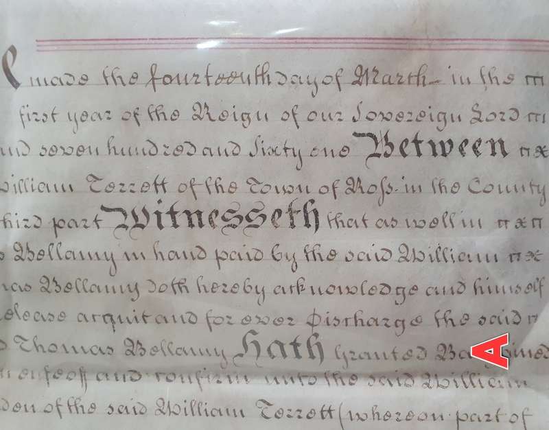 1761 , MARCH 14.  TRIPARTITE INDENTURE DOCUMENT.