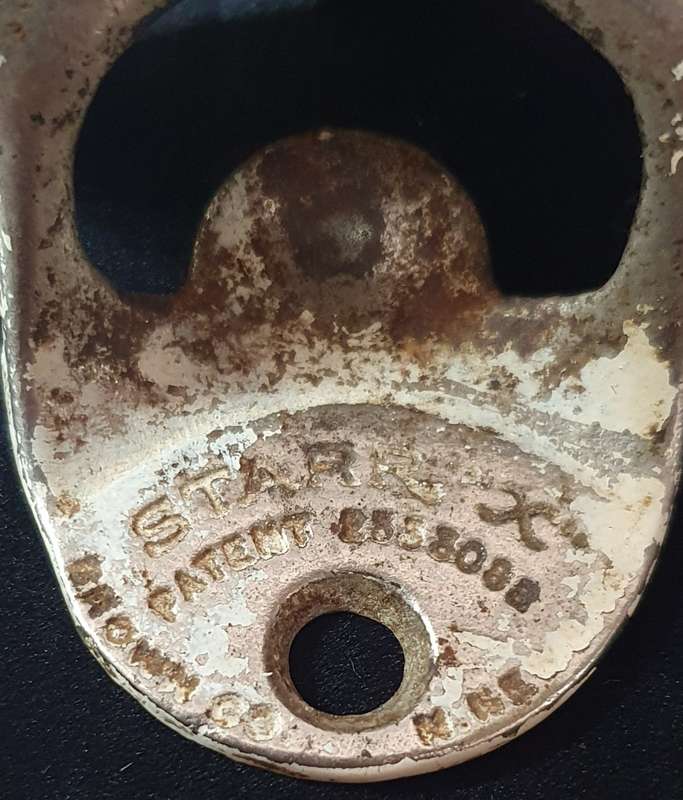 VINTAGE COCA COLA CAST IRON UNDER COUNTER BOTTLE OPENER. STARR X PATENT