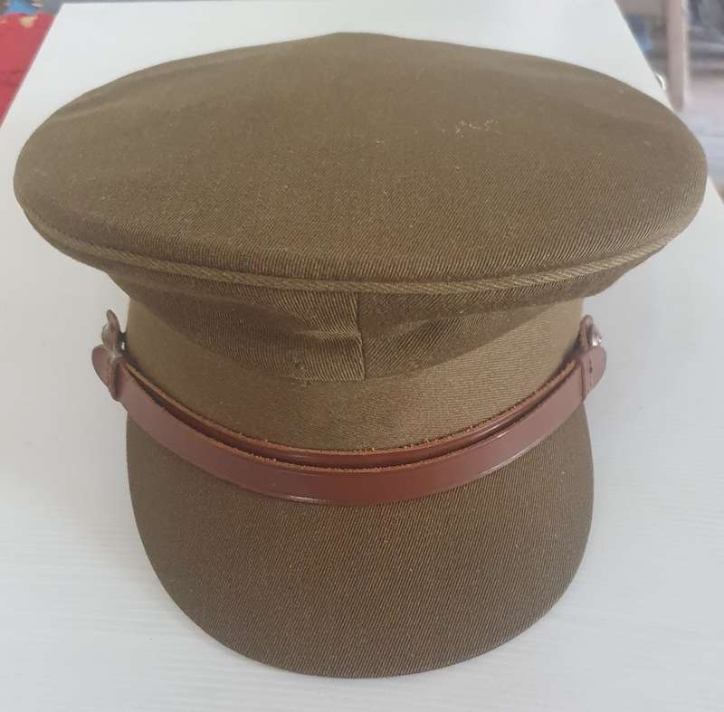 SA ARMY WW11 Officers cap. Leather band. SAPHI ,PRETORIA.