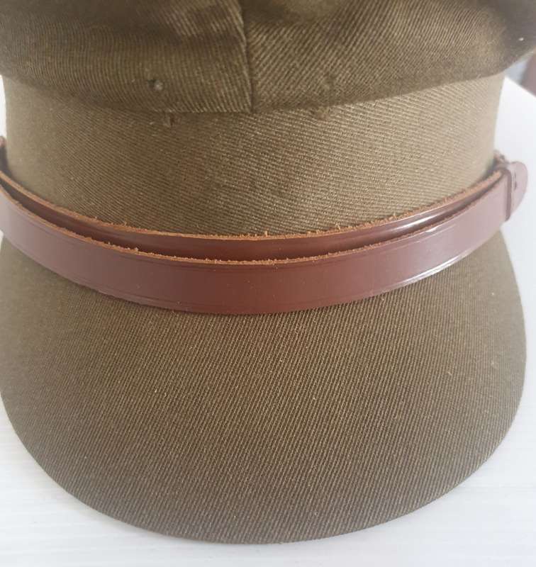 SA ARMY WW11 Officers cap. Leather band. SAPHI ,PRETORIA.