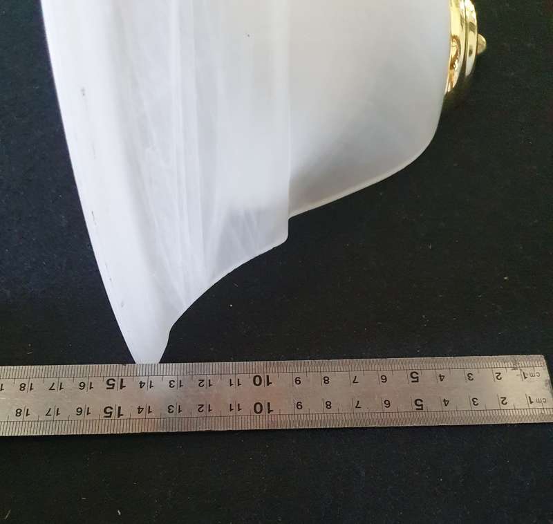 4 X BIG VINTAGE MILK GLASS WALL MOUNTED LIGHTS. HALF ROUND. BID PER LIGHT.