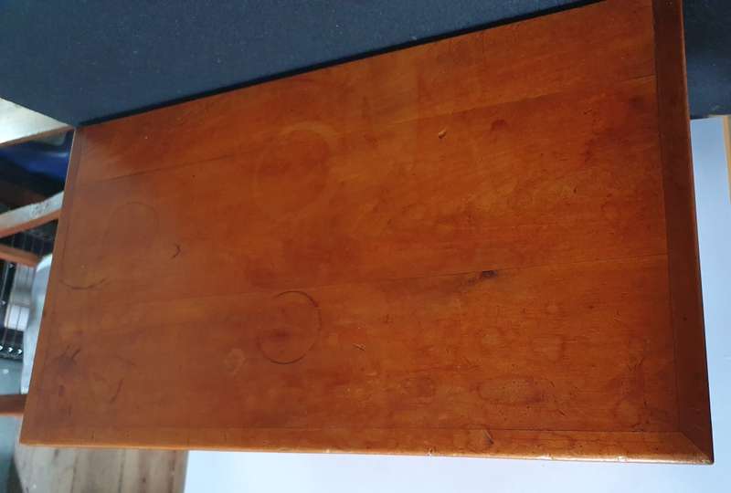 ANTIQUE SOLID YELLOW WOOD BIG HARBERDASHERY KIST. 52CM LONG . REMOVABLE SHELF