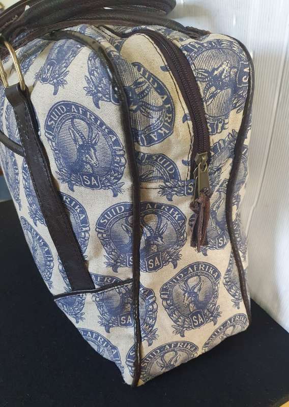 MONGOOSE HANDCRAFTED WEEKEND BAG WITH OLD SA STAMP LOGO.  UNUSED.